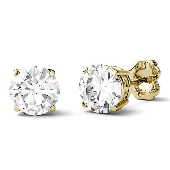 2.00 CTW Created Moissanite Stud Earrings In 14k Yellow Gold