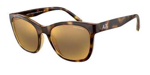 Armani Exchange Ladies Shiny Havana Rectangular Sunglasses