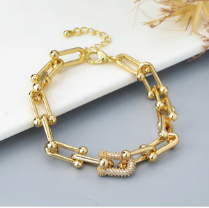 Beautiful Moissanite Micro Pave Gold Link Bracelet