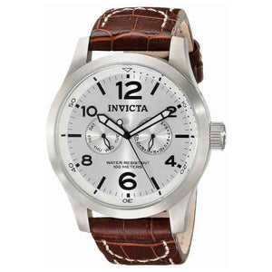 Invicta I Force Multi-Function Silver Dial Brown Leather Men's Watch