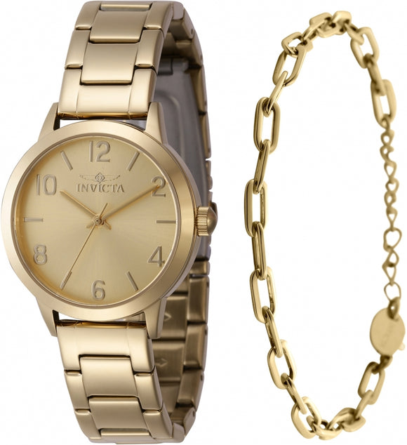 Invicta Wildflower Quartz Gold Dial Ladies Watch With Bracelet