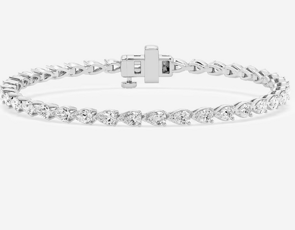 7.00 Ctw Created Moissanite Pear Shape Tennis Bracelet