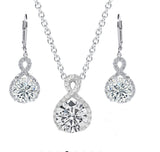 Dazzling Halo Endless Drop Earrings & Necklace Set with Swarovski Crystals