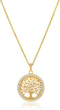 Tree of Life Pendant with Created Moissanite in 14K Gold Over Sterling Silver