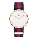 Daniel Wellington Men's Classic Rose Gold-Tone Watch with Striped Band