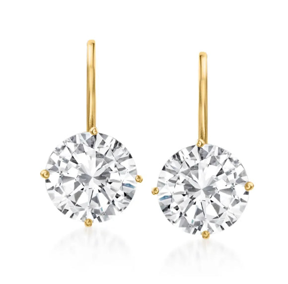 2.00 ctw Created White Sapphire Drop Earrings in 14kt Yellow Gold Over .925 Sterling Silver