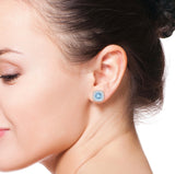 1.50ctw Stunning Halo Square Round-Cut Aquamarine & White Sapphire Earrings