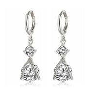 3.50 CTW Swarovski Floating Double Hanging Drop Earrings In 18K White Gold Plate