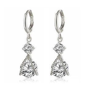 3.50 CTW Swarovski Floating Double Hanging Drop Earrings In 18K White Gold Plate
