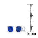 Dazzling Cushion-Cut Lab-Created Sapphire Solitaire Stud Earrings in 14kt Gold Plated