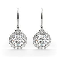 2.78CTW Created Moissanite Halo Drop Earrings in 14K White Gold Plate