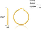 14k Solid Yellow Gold Round Hoop 2mm Earrings
