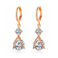 3.50 CTW Swarovski Floating Double Hanging Drop Earrings In 18K Rose Gold Plate