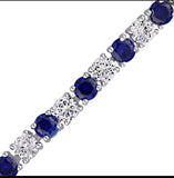 6.00ctw Created Blue and White Sapphire Alternating Tennis Bracelet in Sterling Silver