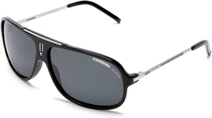 Carrera Polarized Pilot Black/Grey Sunglasses 65mm, 100% UV Protection