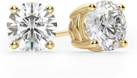 .50 CTW Diamond Stud Earrings, AGI Certified VS/SI Clarity E-F Color, Set in 14K Yellow Gold (Lab Grown)