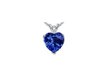 4.00 CTW Created Sapphire & Diamond Pendant In Sterling Silver