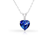 4.00 CTW Created Sapphire & Diamond Pendant In Sterling Silver