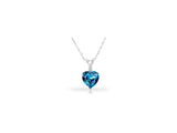 4.00 CTW  Blue Topaz Heart & Diamond Pendant In Sterling Silver