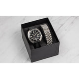 Heritor Automatic Matador Box Set with Interchangeable Bands and Date Display - Black/Silver - HERHR9301
