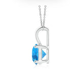 2.00ctw Round Swiss Blue Topaz Solitaire Pendant In 14K Gold Setting