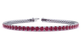 4.00ctw Ruby Tennis Bracelet in 14K White Gold Over Sterling Silver, Lab Grown