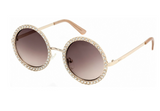Guess Ladies Gold Tone Round Sunglasses