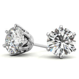 2.00 CTW Crown Stud 6-Prong Earrings, Created Moissanite