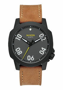Nixon Ranger 40 Leather Watch, Black / Gunmetal