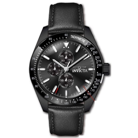 Invicta Men's Aviator Quartz Multifunction Black Dial Watch