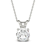 2CT Created Moissanite Solitaire Pendant Necklace on 14K White Gold Setting