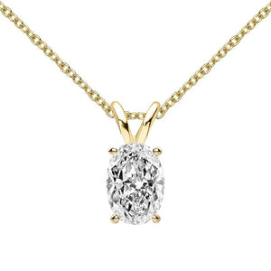 18K Yellow Gold Plated Silver Pendant Necklace Set with Brilliant (GHI) Oval 0.90cttw Created Moissanite