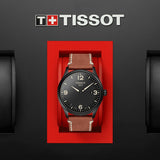 Tissot Men's Gent XL Stainless Steel Casual Brown Strap Black Dial Watch