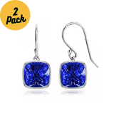 4.00 CTW Cushion Shaped Created Sapphire Drop Earrings in .925 Solid Sterling Silver (2 Pack)