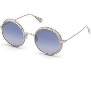 Omega Round Silver Blue Mirror Women's Sunglasses