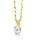 18K Yellow Gold Plated Silver Pendant Necklace Set with Brilliant (GHI) Oval 0.90cttw Created Moissanite