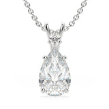 3.00 CTW Pear Shape Diamond & Created Moissanite Pendant in .925 Sterling Silver w/ Gift Box