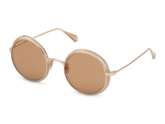 Omega Women's Round Shiny Pink Gold Sunglasses