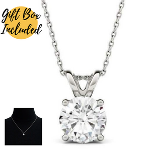 2CT Created Moissanite Solitaire Pendant Necklace on 14K White Gold Setting
