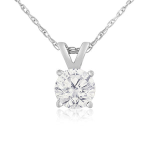 .50 CARAT AGI Certified Diamond Solitaire Pendant in 14k White Gold (Lab Created)