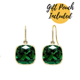 4.00 CTW Created Sapphire and Emerald Cushion Cut Drop Earrings in 14K Gold Plate (2 Pairs)