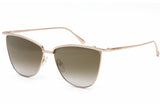 Tom Ford VERONICA Rose Gold/Brown 58mm Shaded Silver Mirror Sunglasses